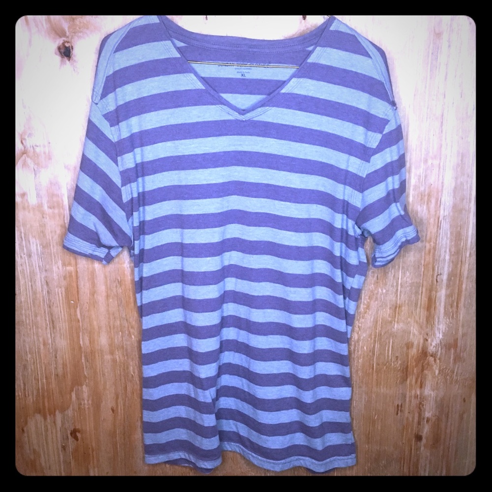 Gray & Purple Horizontal Lined T-Shirt